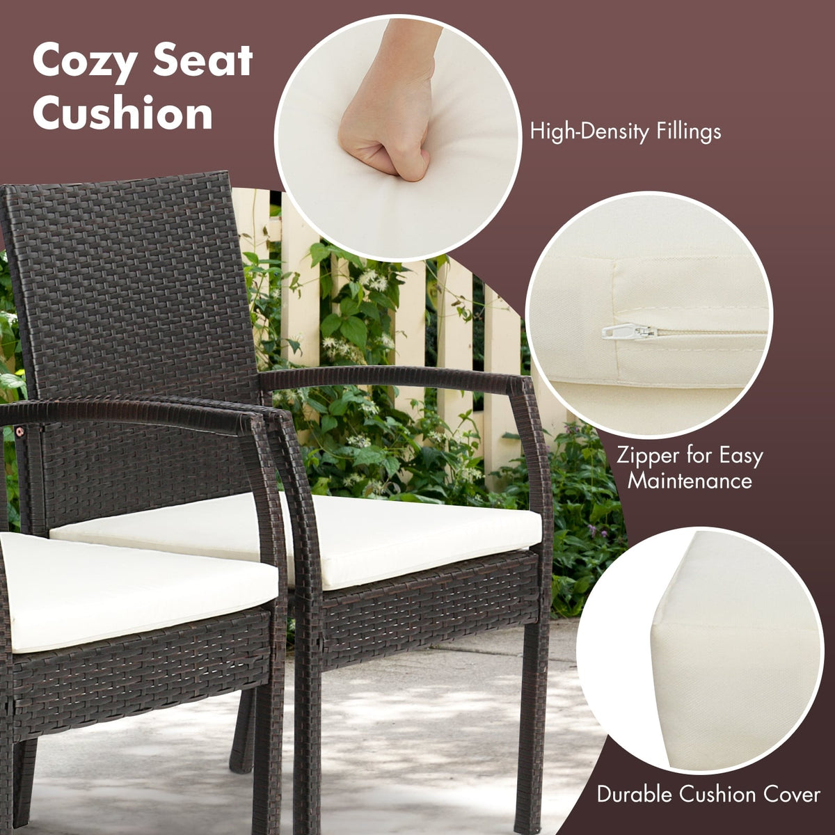 9 Pieces Patio Rattan Dining Set with Acacia Wood Table for Backyard Garden-L-shaped Handrail-Patio Furniture Sets-DECOROLALA