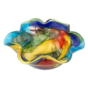 9" Rainbow Multi Colored Art Glass Centerpiece Bowl-Serving Bowls-DECOROLALA