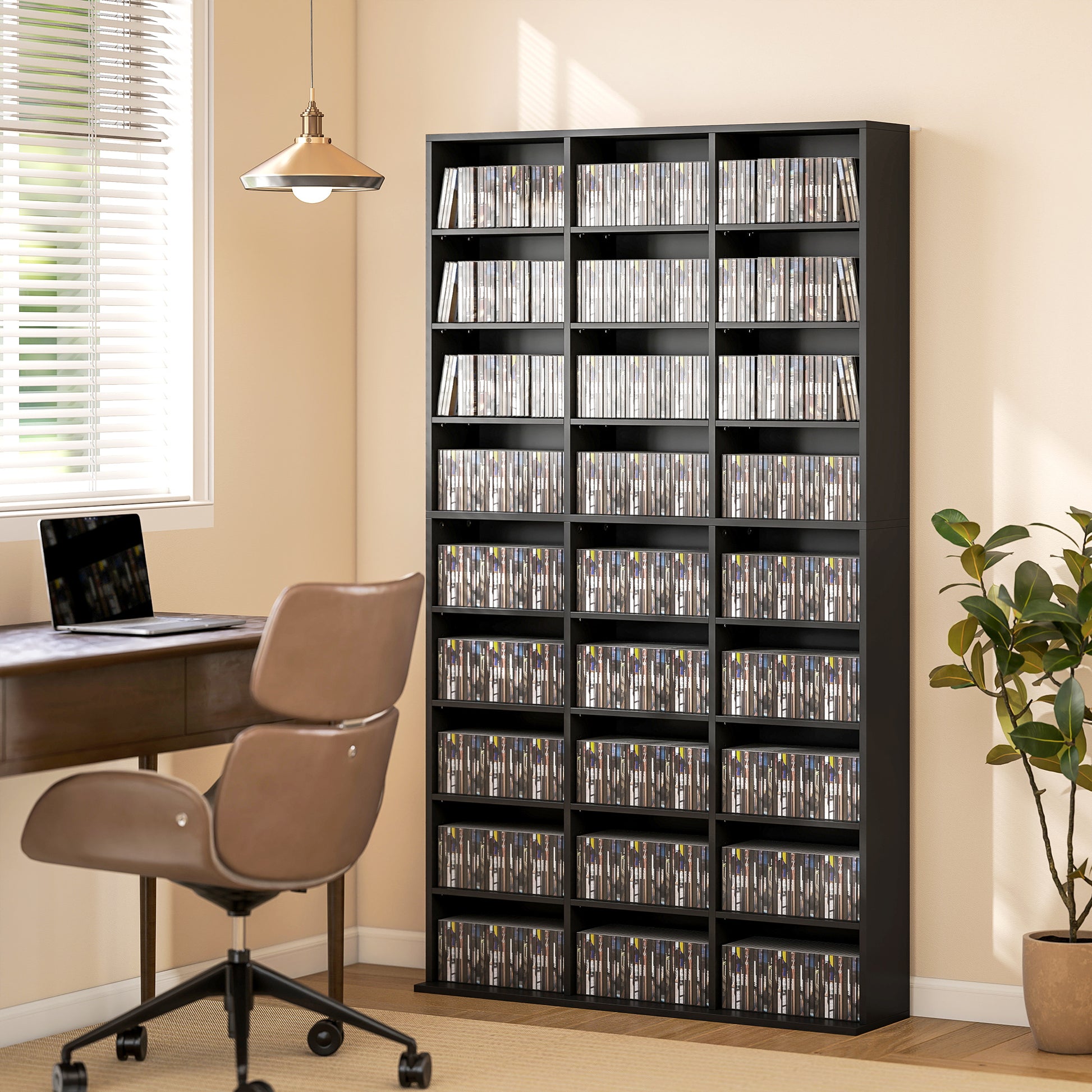 9-Tier Media Storage Cabinet - Black 69" Tall Shelf-DECOROLALA
