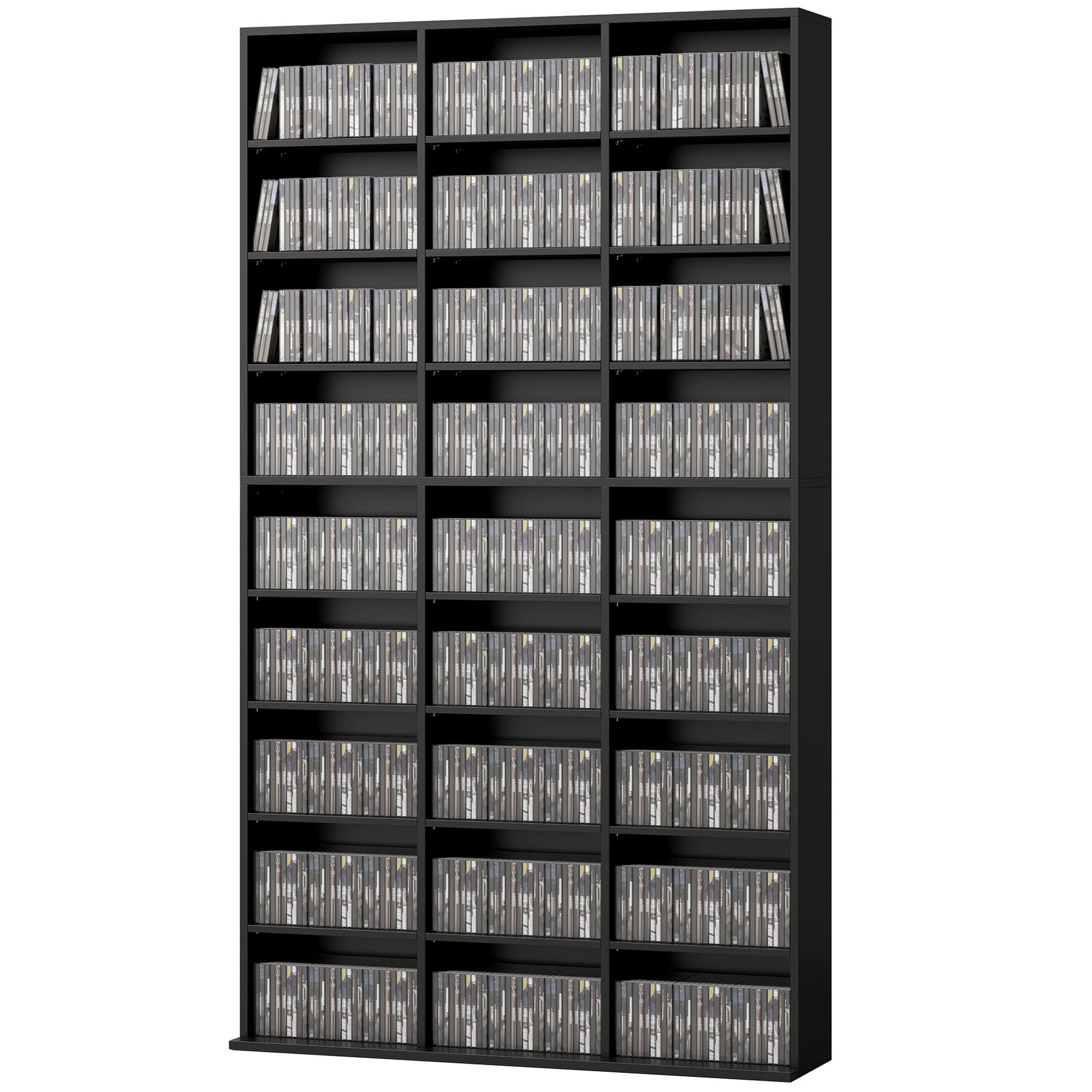 9-Tier Media Storage Cabinet - Black 69" Tall Shelf-DECOROLALA