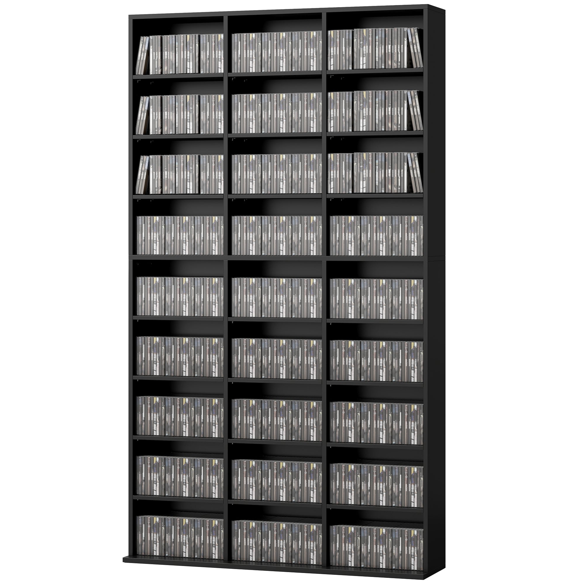 9-Tier Media Storage Cabinet - Black 69" Tall Shelf-DECOROLALA