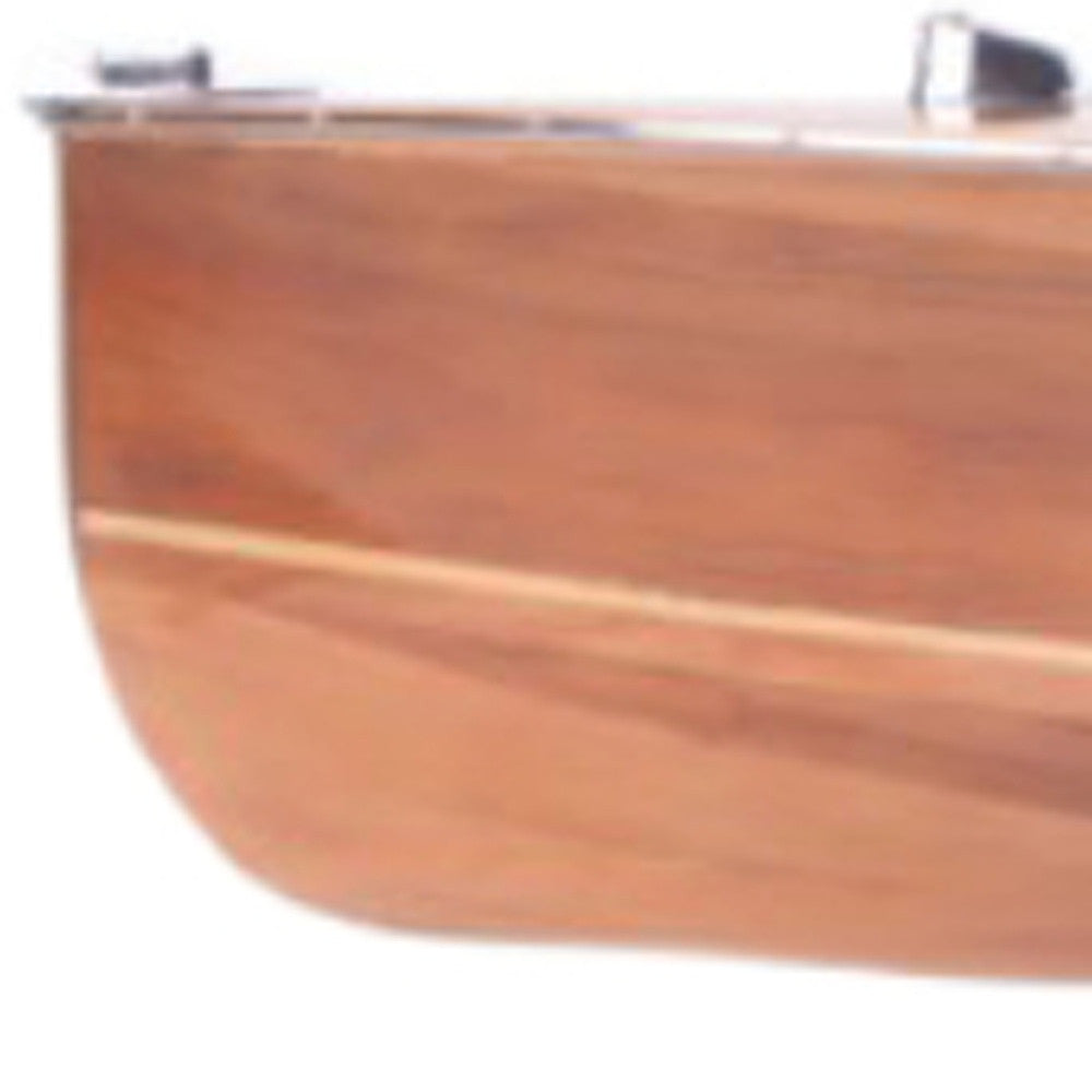 9" Wood Brown Solid Wood Hand Painted c1928 Chris Craft Triple Cockpit Large Model Boat-Sculptures-DECOROLALA