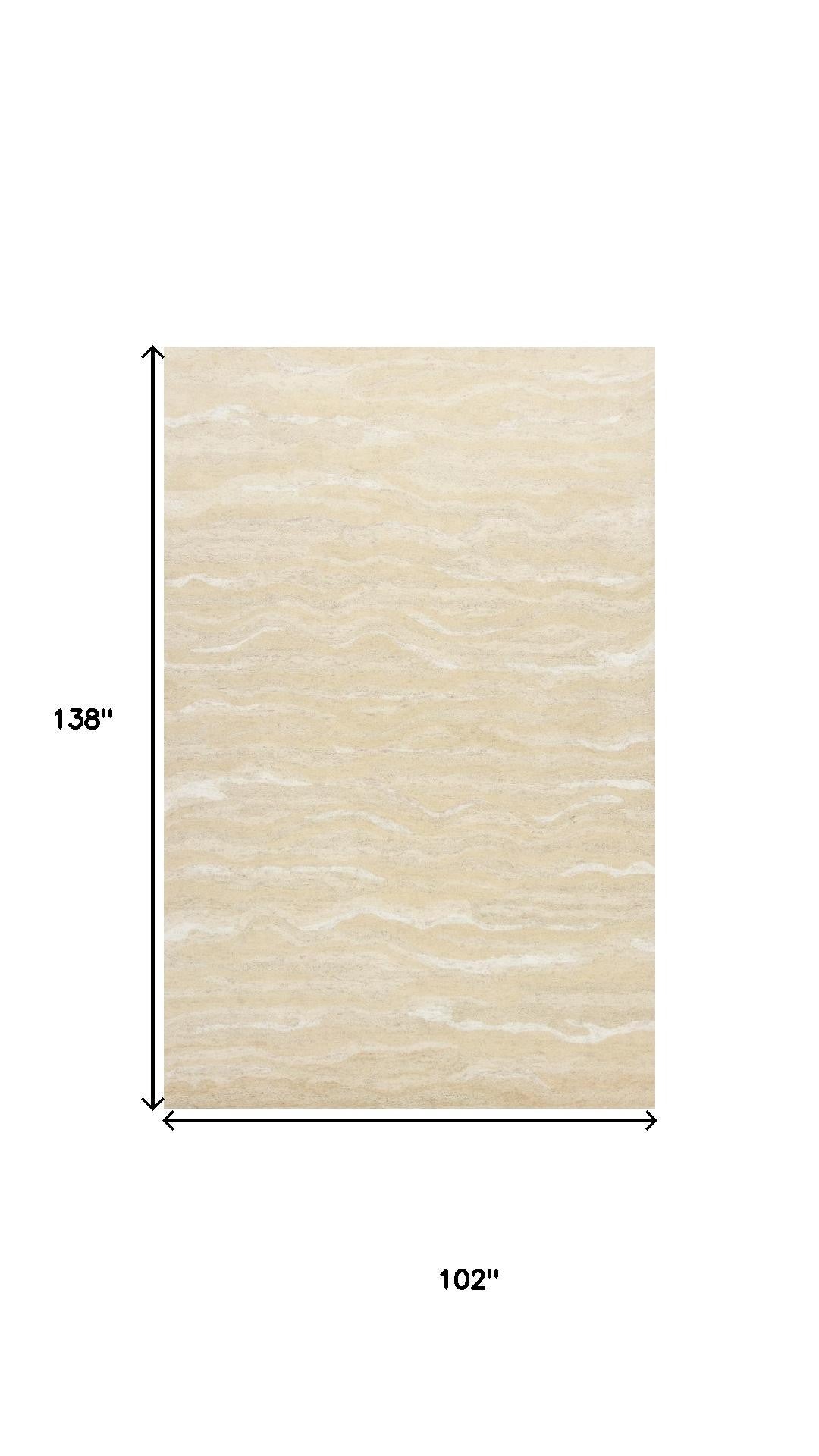 9' X 12' Beige And Ivory Abstract Hand Tufted Area Rug-Area Rugs-DECOROLALA