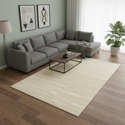 9' X 12' Beige And Ivory Abstract Hand Tufted Area Rug-Area Rugs-DECOROLALA