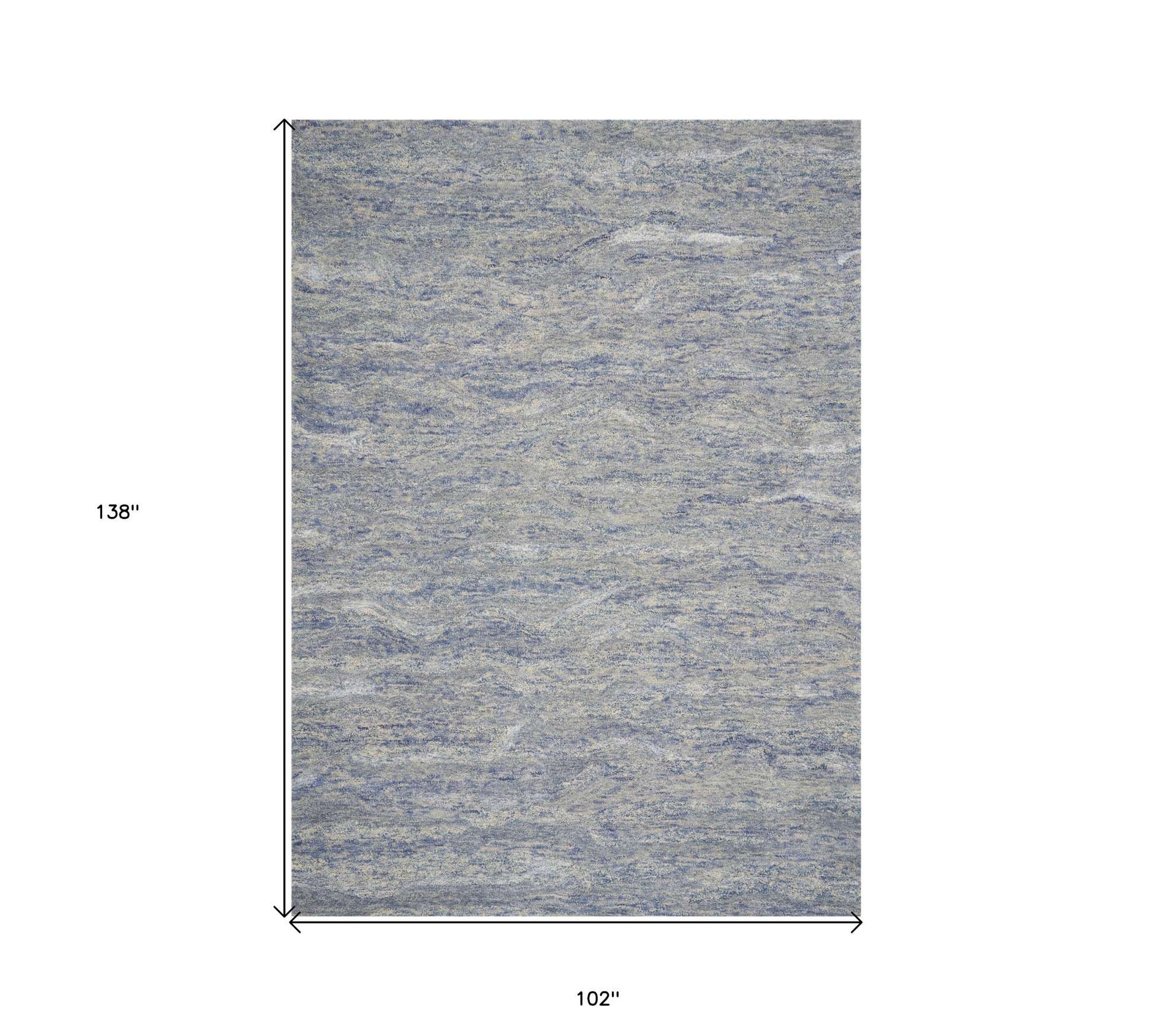 9' X 12' Blue And Beige Wool Abstract Hand Tufted Area Rug-Area Rugs-DECOROLALA