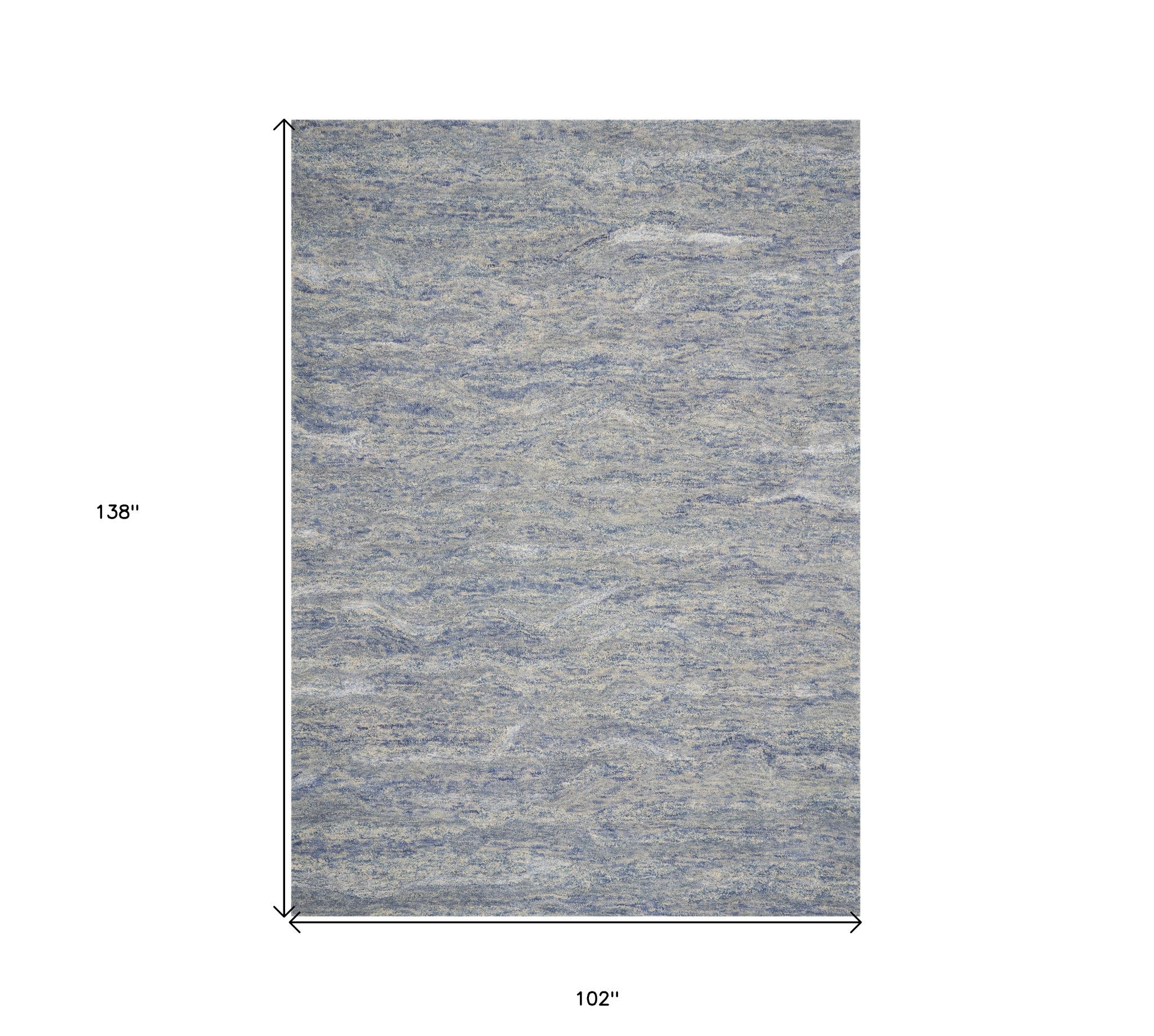 9' X 12' Blue And Beige Wool Abstract Hand Tufted Area Rug-Area Rugs-DECOROLALA