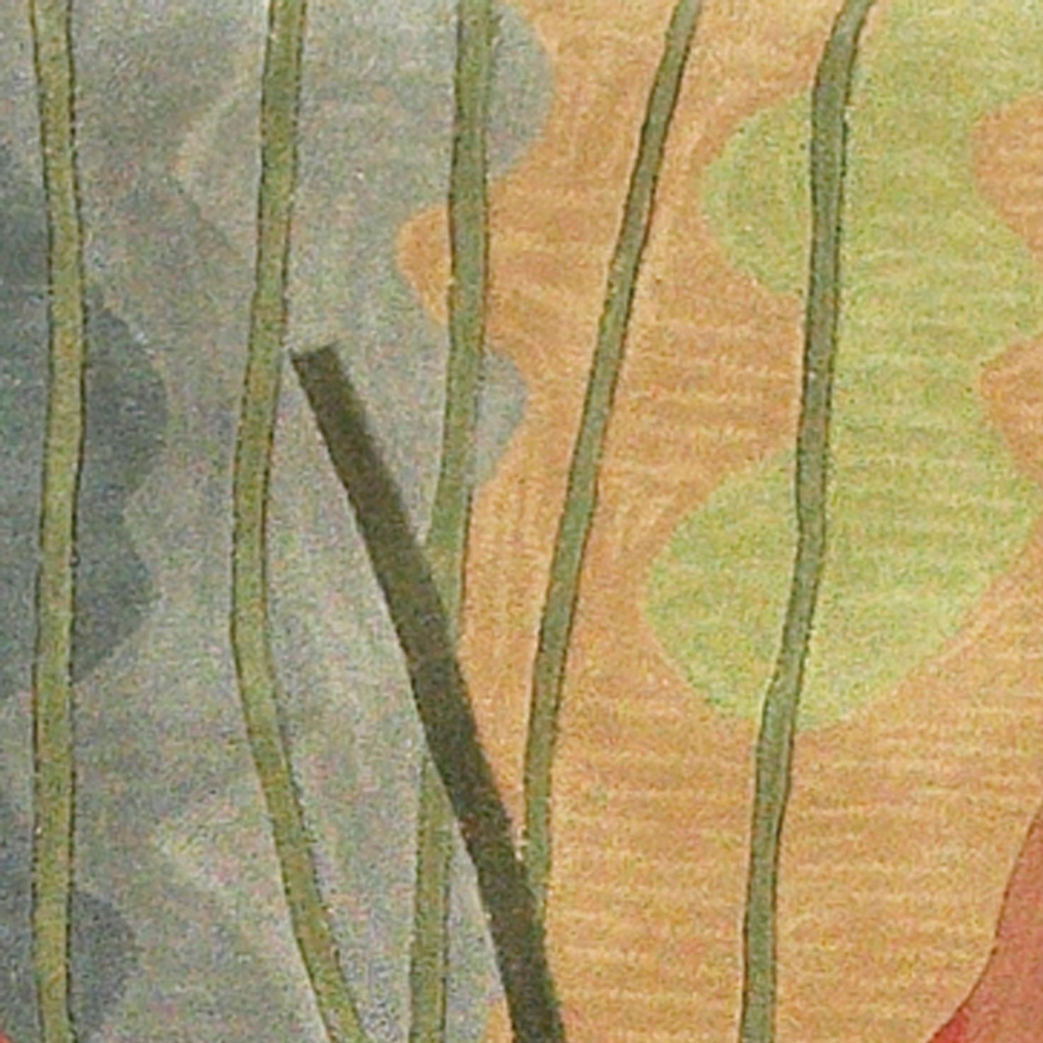 9' X 12' Blue And Green Wool Tropical Botanical Hand Tufted Area Rug-Area Rugs-DECOROLALA