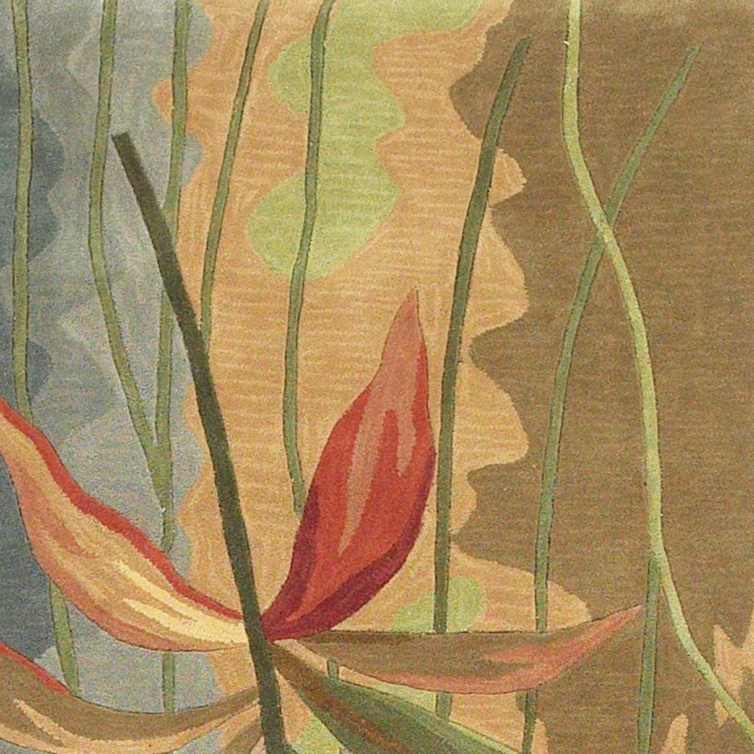 9' X 12' Blue And Green Wool Tropical Botanical Hand Tufted Area Rug-Area Rugs-DECOROLALA