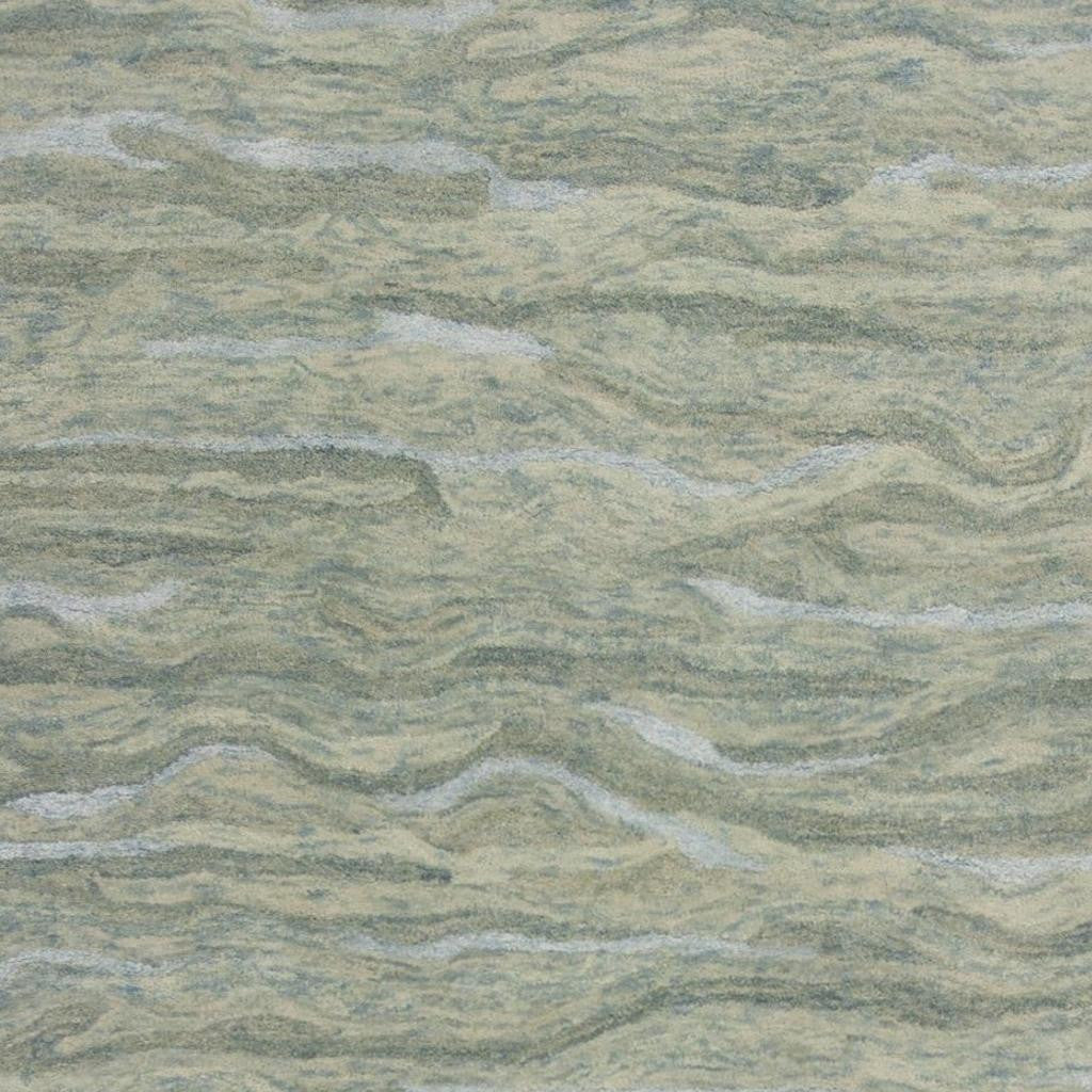 9' X 12' Blue and Beige Wool Hand Tufted Area Rug-Area Rugs-DECOROLALA