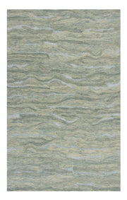 9' X 12' Blue and Beige Wool Hand Tufted Area Rug-Area Rugs-DECOROLALA