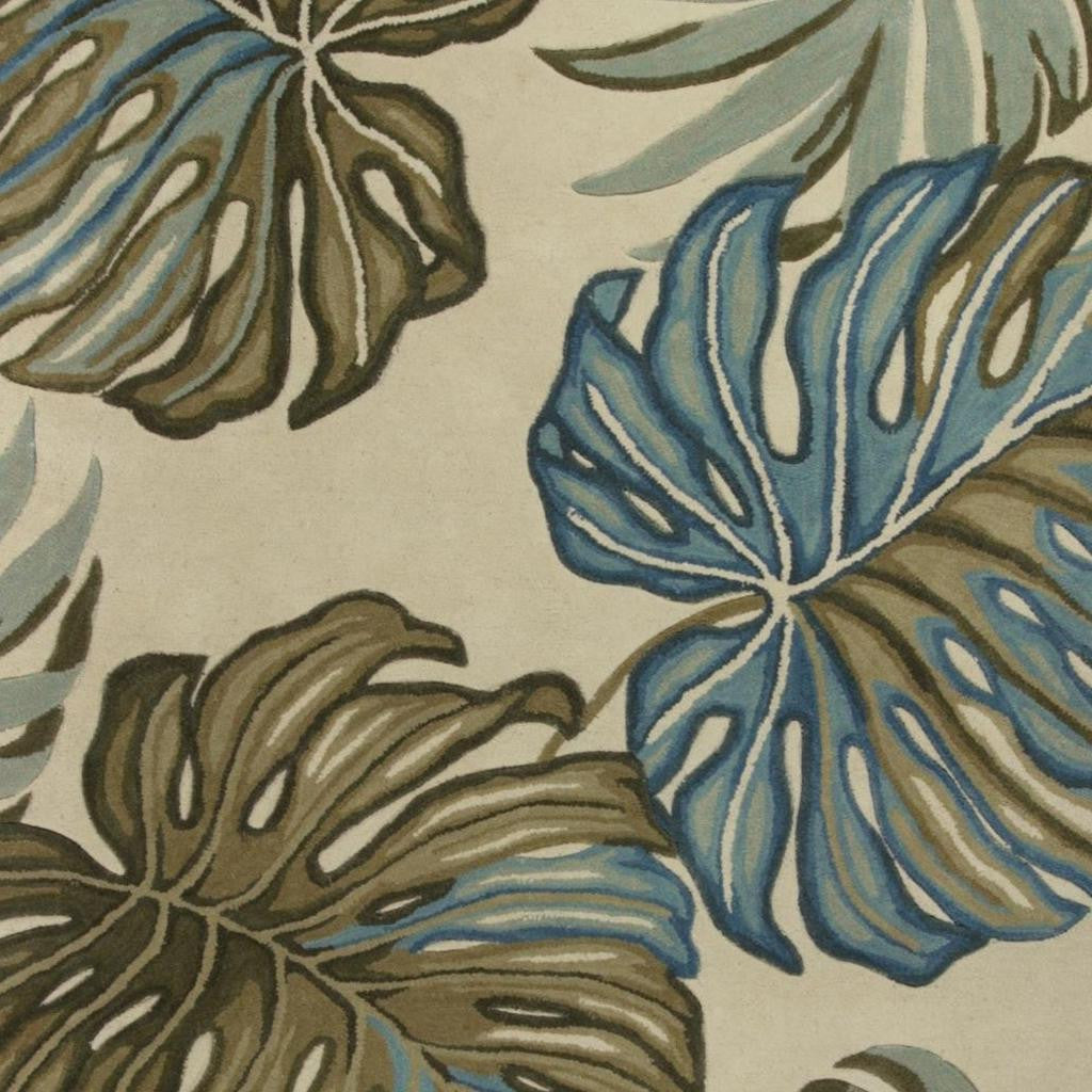 9' X 12' Brown Blue And Green Wool Tropical Botanical Hand Tufted Area Rug-Area Rugs-DECOROLALA