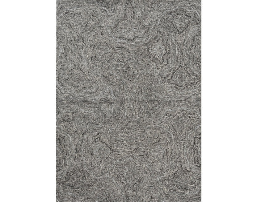 9' X 12' Gray And Dark Gray Wool Abstract Hand Tufted Area Rug-Area Rugs-DECOROLALA
