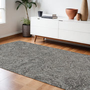 9' X 12' Gray And Dark Gray Wool Abstract Hand Tufted Area Rug-Area Rugs-DECOROLALA