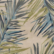9' X 12' Ivory Blue And Green Wool Tropical Botanical Hand Tufted Area Rug-Area Rugs-DECOROLALA