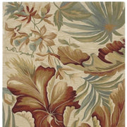 9' X 12' Ivory Green And Red Wool Tropical Botanical Hand Tufted Area Rug-Area Rugs-DECOROLALA