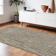 9' X 12' Sand And Gray Wool Abstract Hand Tufted Area Rug-Area Rugs-DECOROLALA