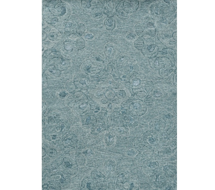 9' X 12' Seafoam Blue Hand Tufted Floral Indoor Area Rug-Area Rugs-DECOROLALA