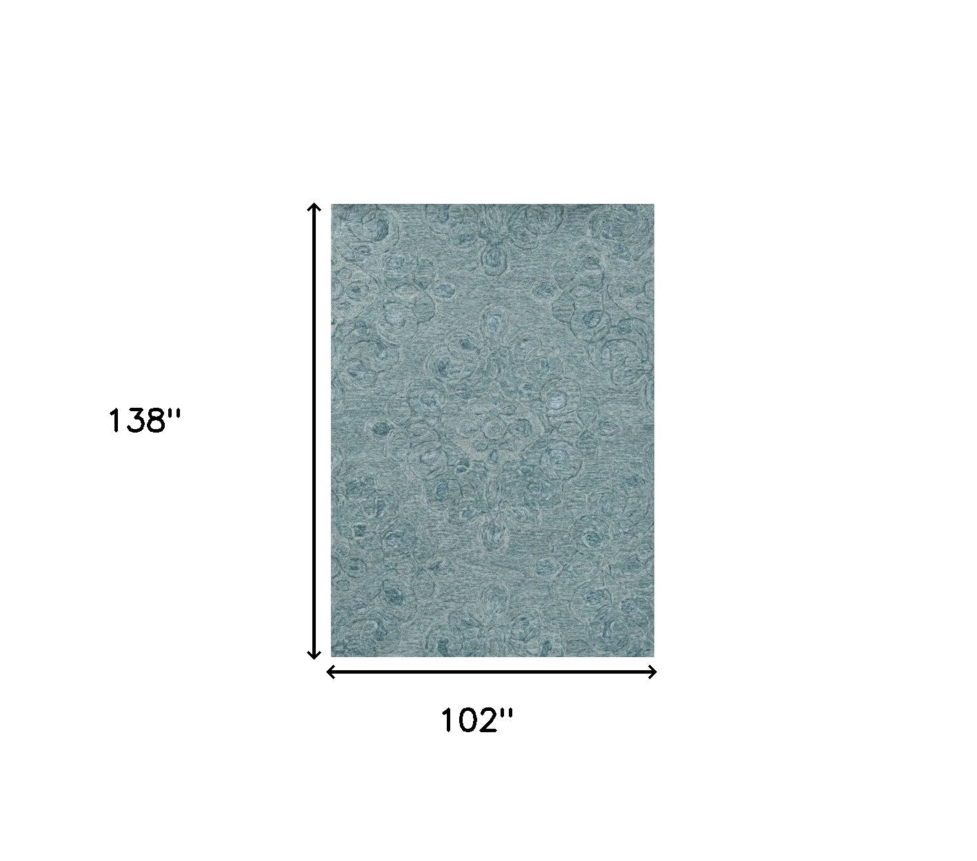 9' X 12' Seafoam Blue Hand Tufted Floral Indoor Area Rug-Area Rugs-DECOROLALA
