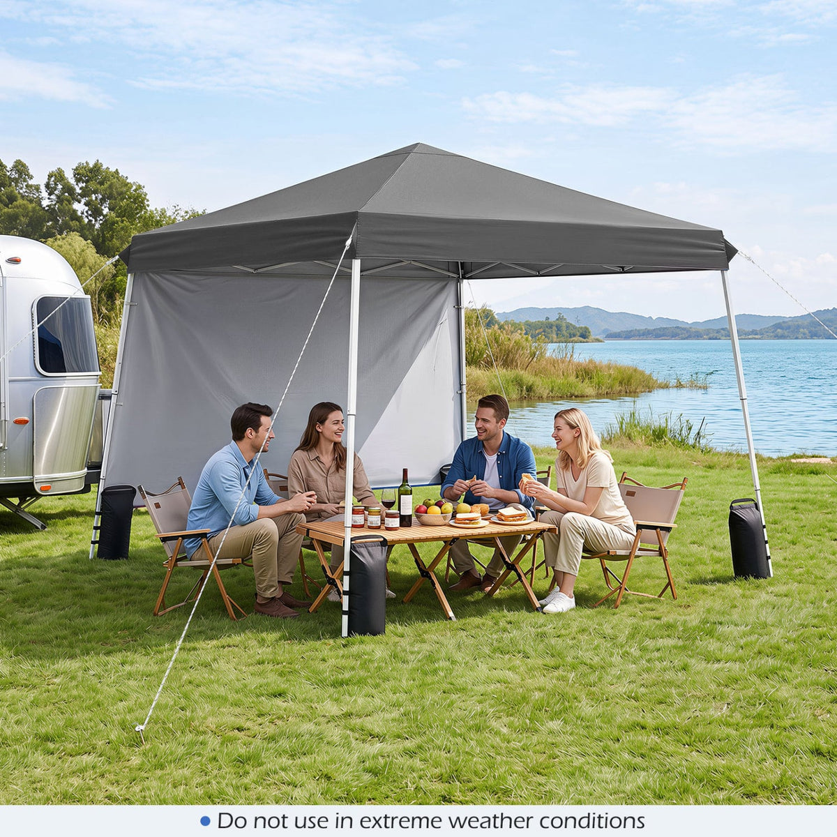 9 ft x 9 ft Pop Up Canopy Tent with 8 Ground Stakes 4 Wind Ropes and Carry Bag for Outdoor Party-Gray-Canopies-DECOROLALA