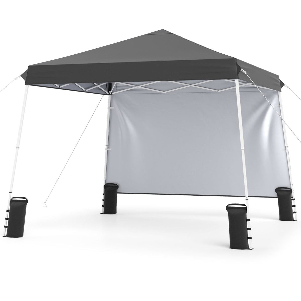 9 ft x 9 ft Pop Up Canopy Tent with 8 Ground Stakes 4 Wind Ropes and Carry Bag for Outdoor Party-Gray-Canopies-DECOROLALA