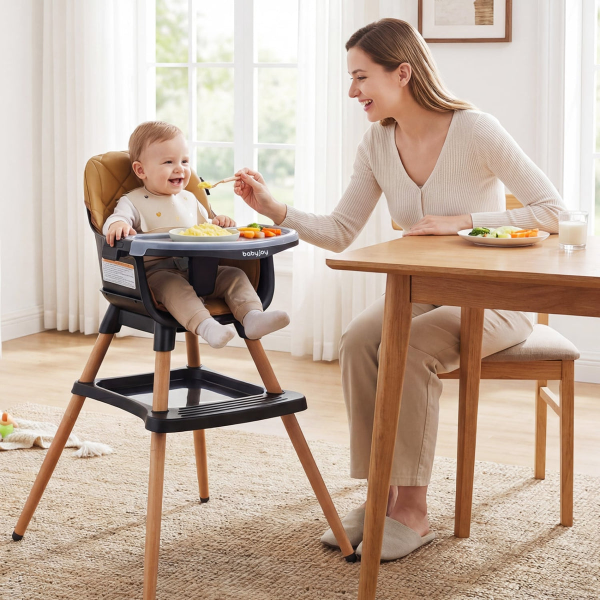 9-in-1 Convertible High Chair for Babies and Toddlers with Seat Cushion-Black-High Chairs-DECOROLALA