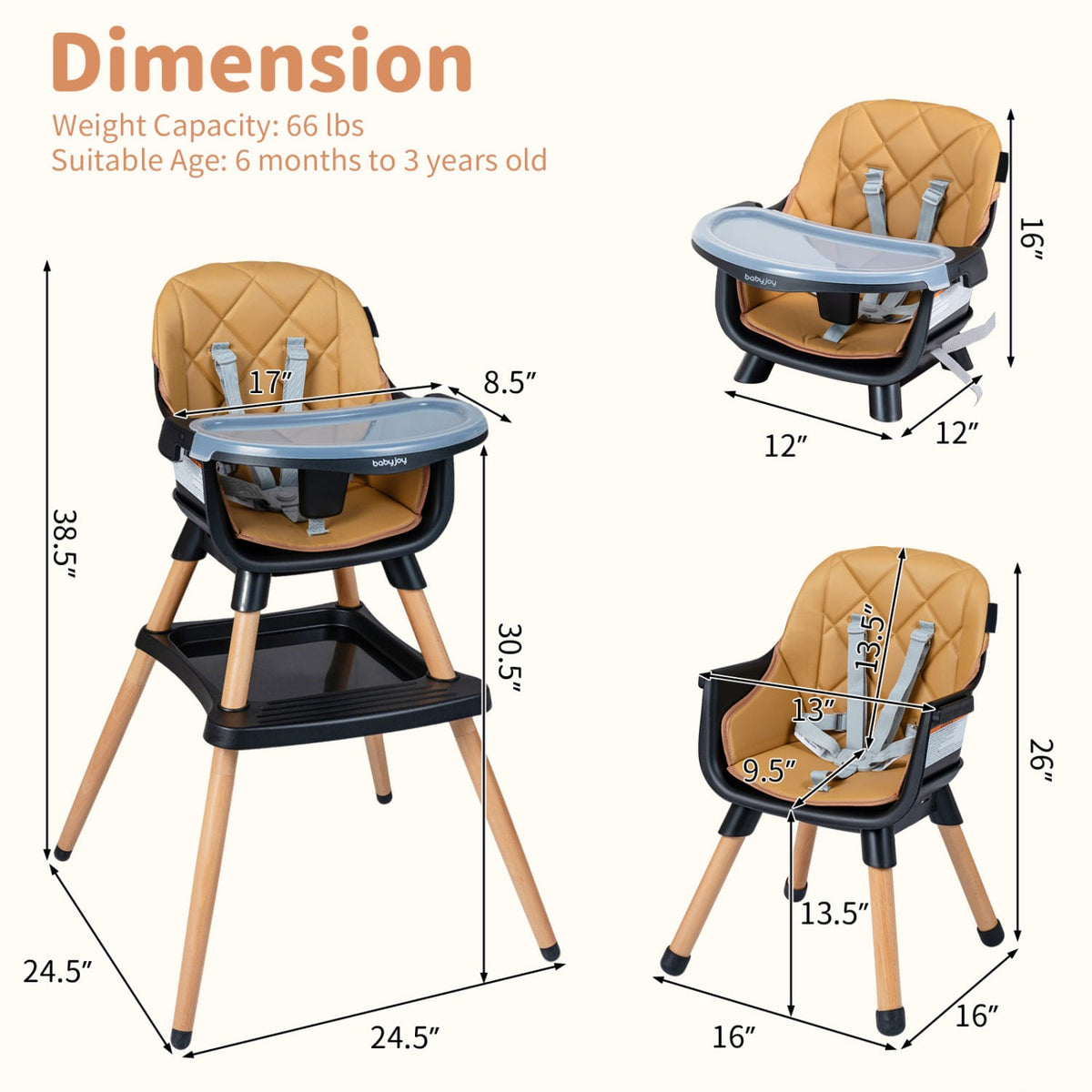 9-in-1 Convertible High Chair for Babies and Toddlers with Seat Cushion-Black-High Chairs-DECOROLALA