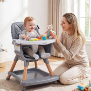 9-in-1 Convertible High Chair for Babies and Toddlers with Seat Cushion-Gray-High Chairs-DECOROLALA