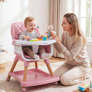 9-in-1 Convertible High Chair for Babies and Toddlers with Seat Cushion-Pink-High Chairs-DECOROLALA