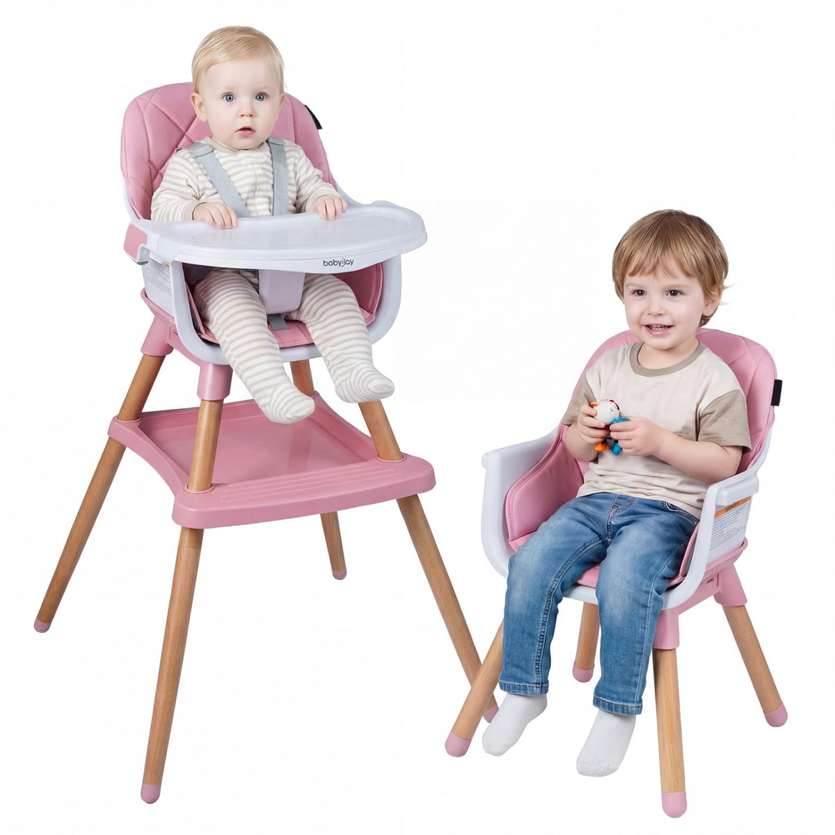 9-in-1 Convertible High Chair for Babies and Toddlers with Seat Cushion-Pink-High Chairs-DECOROLALA