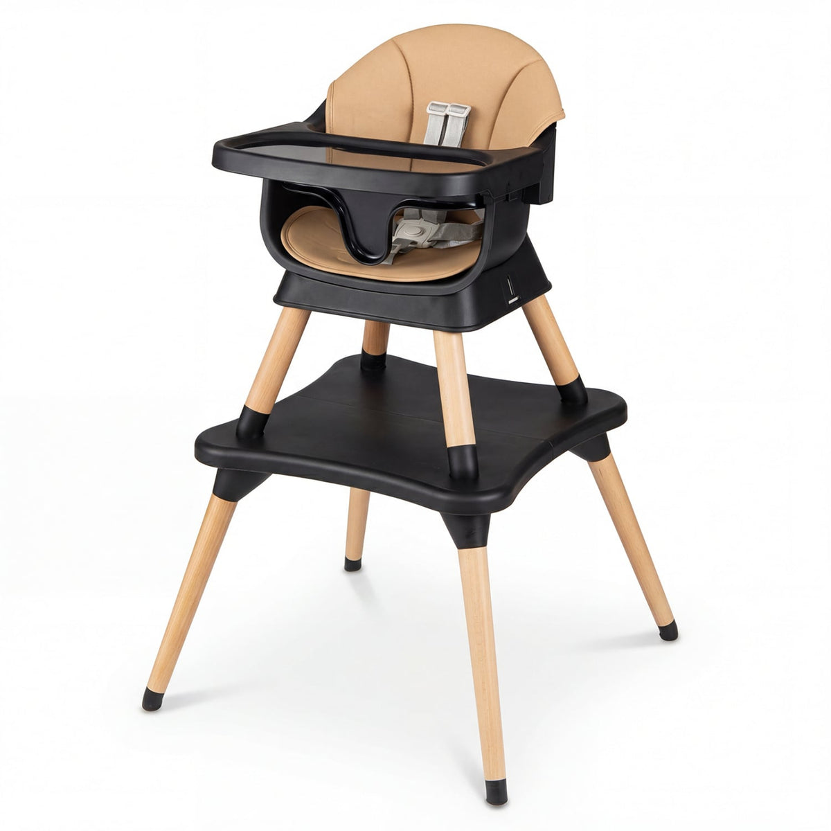 9-in-1 Convertible High Chair with Solid Wood Legs for Babies and Toddlers-Black-High Chairs-DECOROLALA