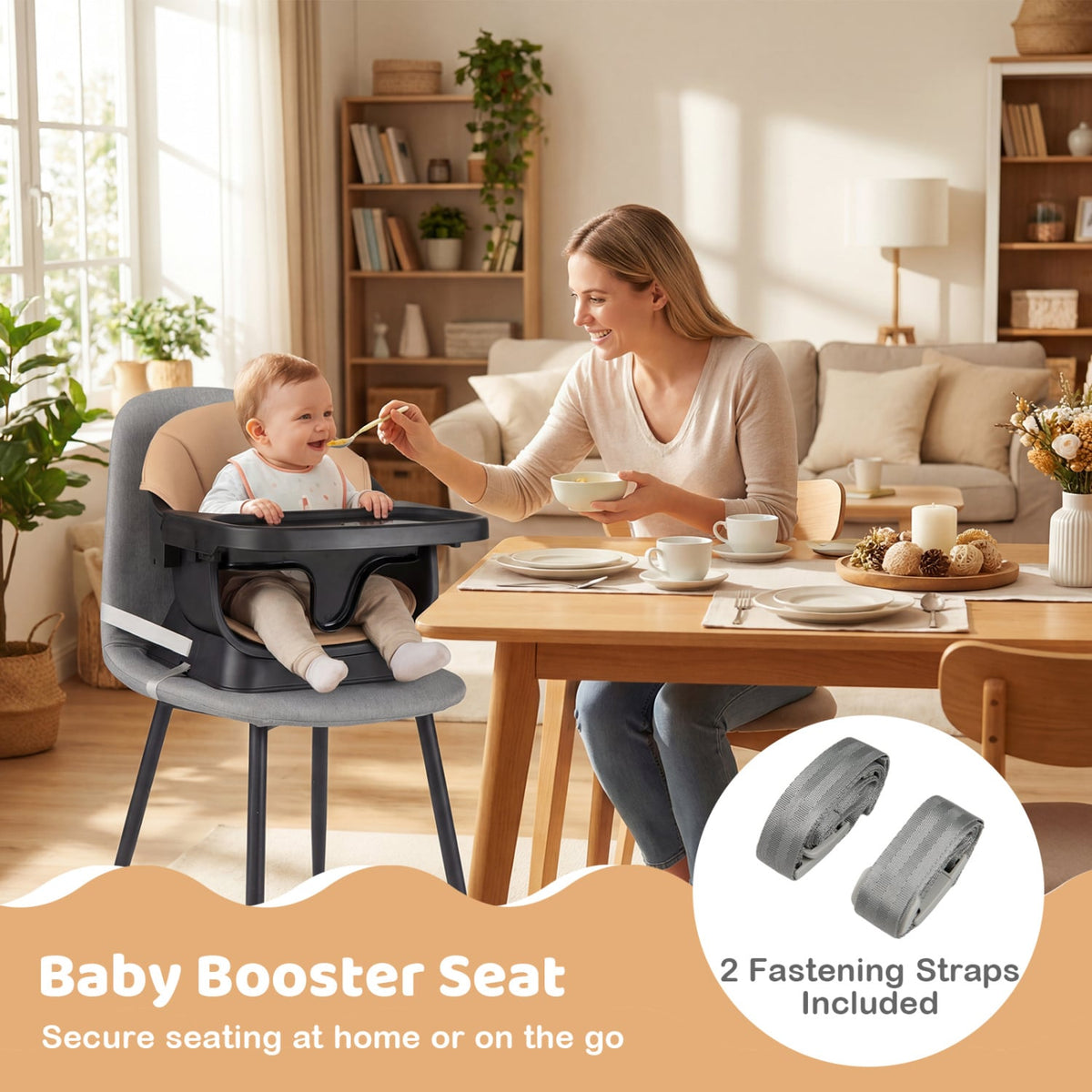9-in-1 Convertible High Chair with Solid Wood Legs for Babies and Toddlers-Black-High Chairs-DECOROLALA