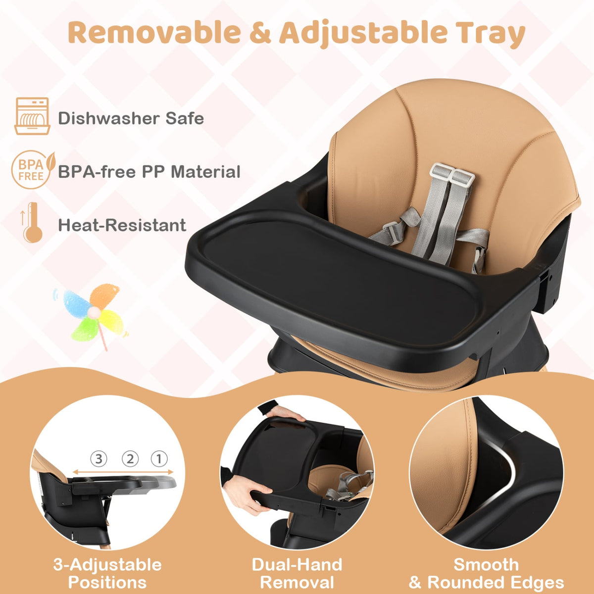 9-in-1 Convertible High Chair with Solid Wood Legs for Babies and Toddlers-Black-High Chairs-DECOROLALA