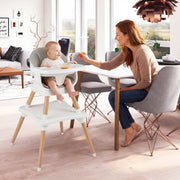 9-in-1 Convertible High Chair with Solid Wood Legs for Babies and Toddlers-White-High Chairs-DECOROLALA