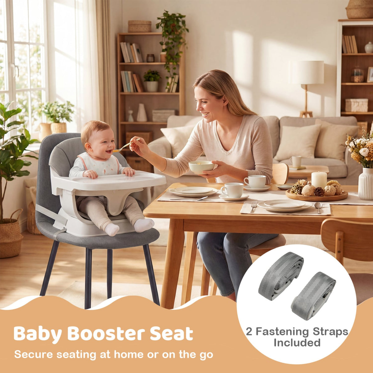 9-in-1 Convertible High Chair with Solid Wood Legs for Babies and Toddlers-White-High Chairs-DECOROLALA