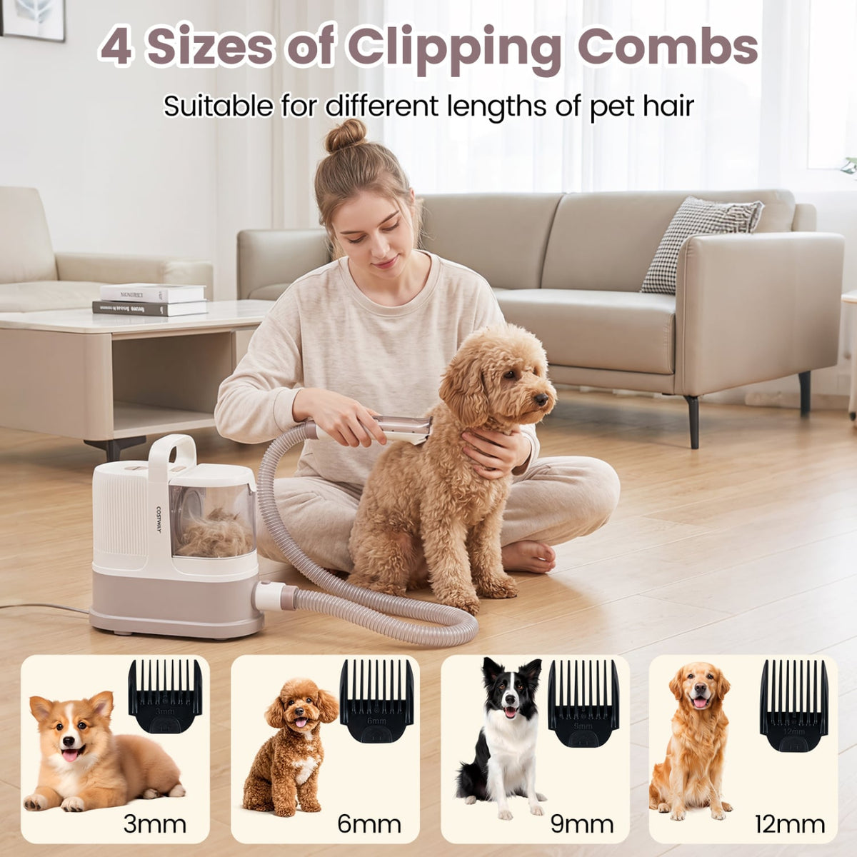 9-in-1 Dog Grooming Vacuum Kit for Shedding with 3 Suction Modes and Clippers for Dogs and Cats Home Cleaning-Vacuum Cleaners-DECOROLALA