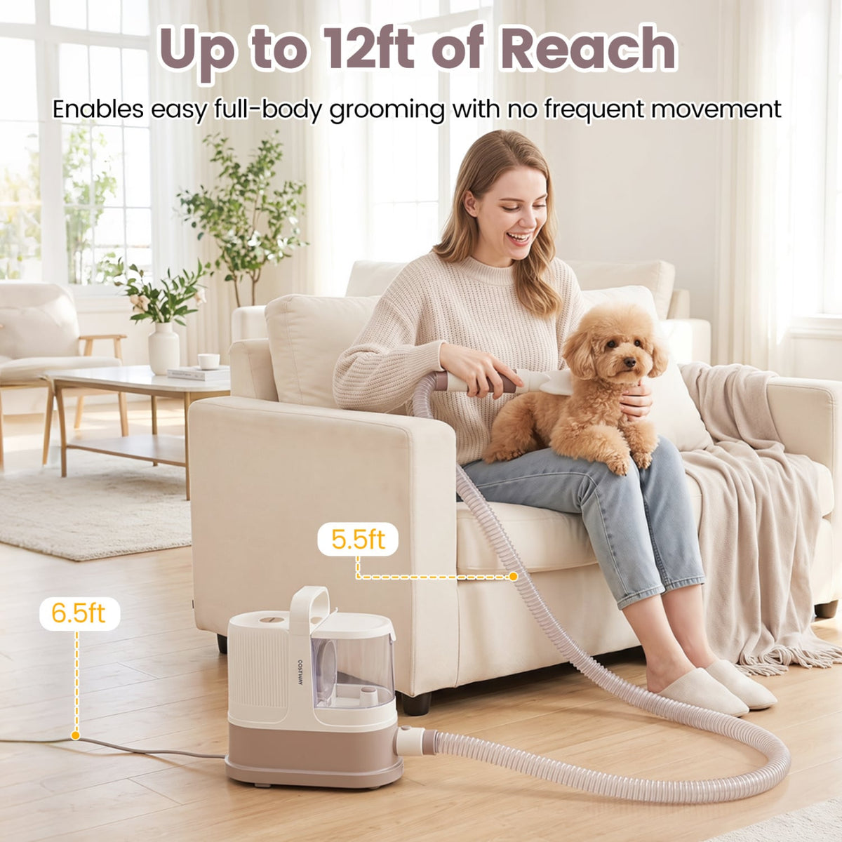 9-in-1 Dog Grooming Vacuum Kit for Shedding with 3 Suction Modes and Clippers for Dogs and Cats Home Cleaning-Vacuum Cleaners-DECOROLALA