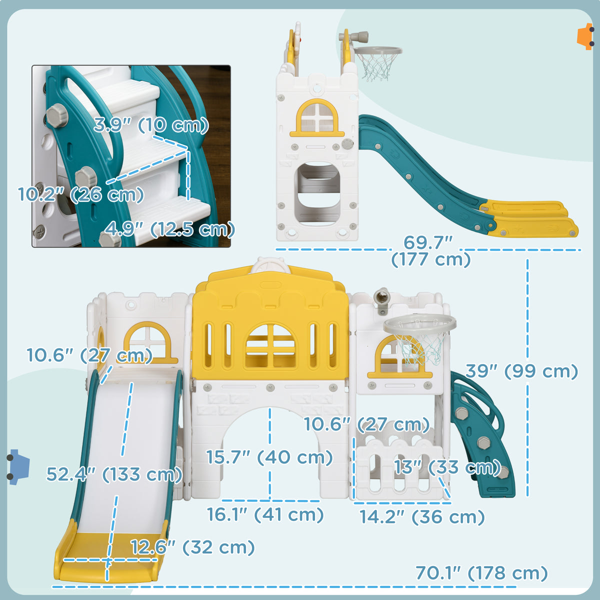 9-in-1 Toddler Slide Playset with Basketball Hoop and Tunnel-Toys & Games > Kids Outdoor Play > Gym Sets & Swings-DECOROLALA