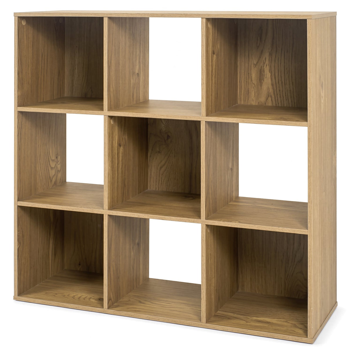 9-ube Wooden Bookshelf w/2 Anti-Tip Kits for Toys Books Decorations in Living Room-Natural-Bookcases-DECOROLALA