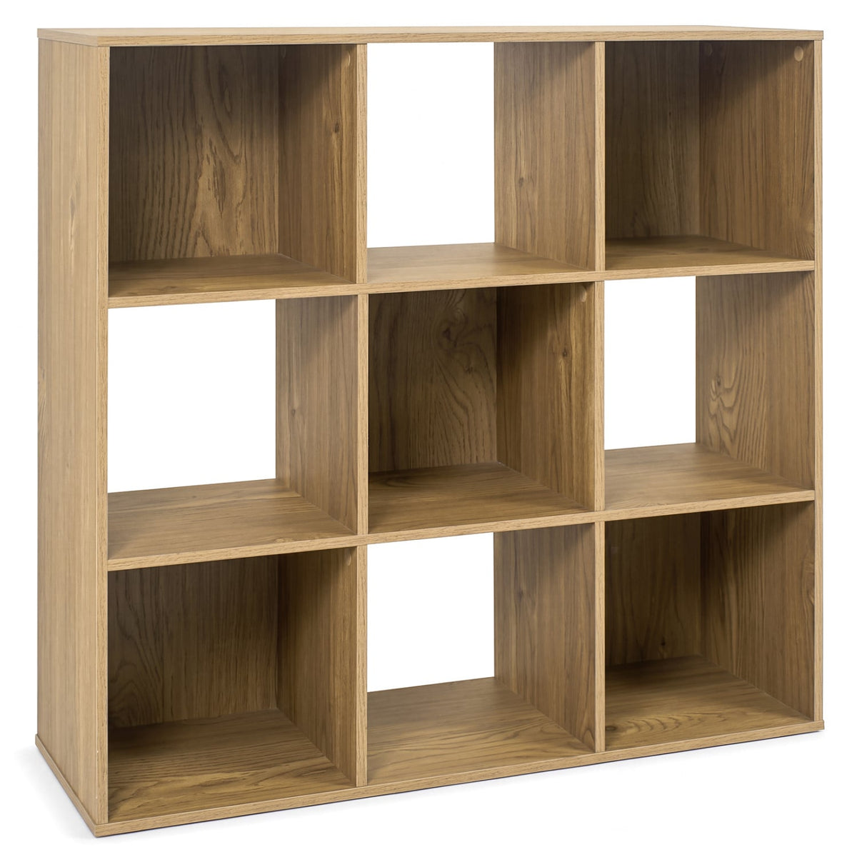 9-ube Wooden Bookshelf w/2 Anti-Tip Kits for Toys Books Decorations in Living Room-Natural-Bookcases-DECOROLALA