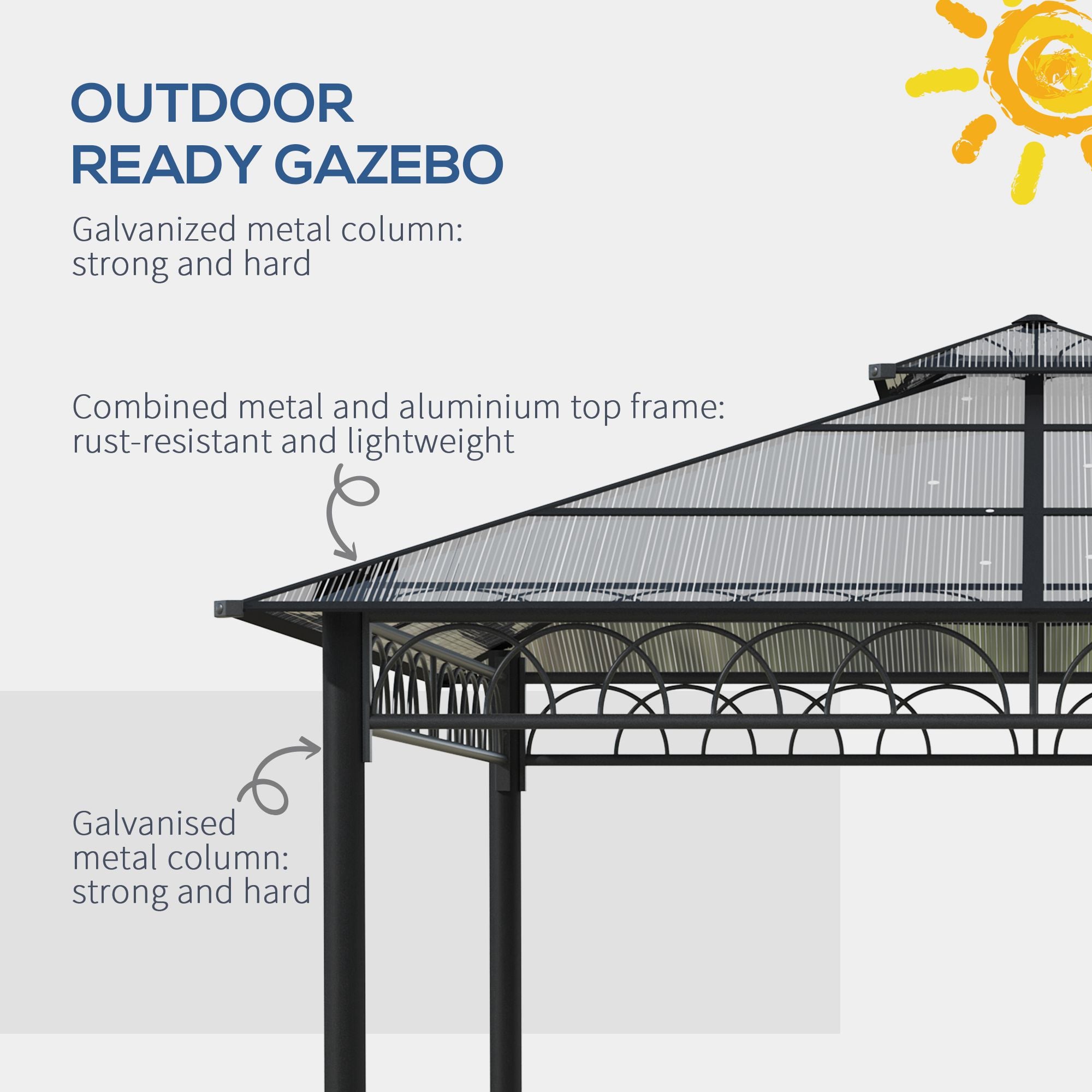 9' x 10' Hardtop Gazebo - Khaki Curtains, Netting-DECOROLALA