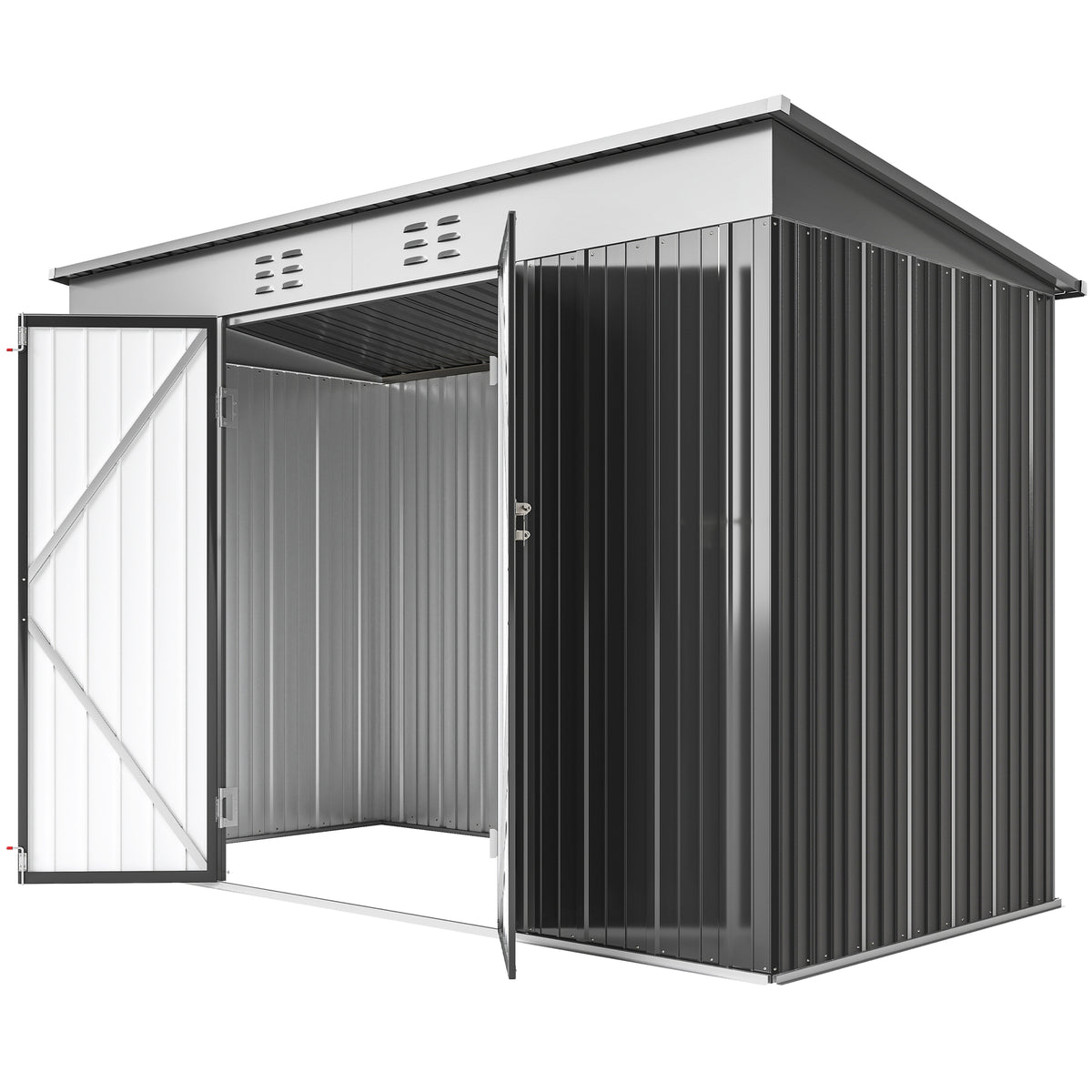 9' x 4' Galvanized Steel Garden Storage Shed - Dark Grey-Storage Sheds-DECOROLALA