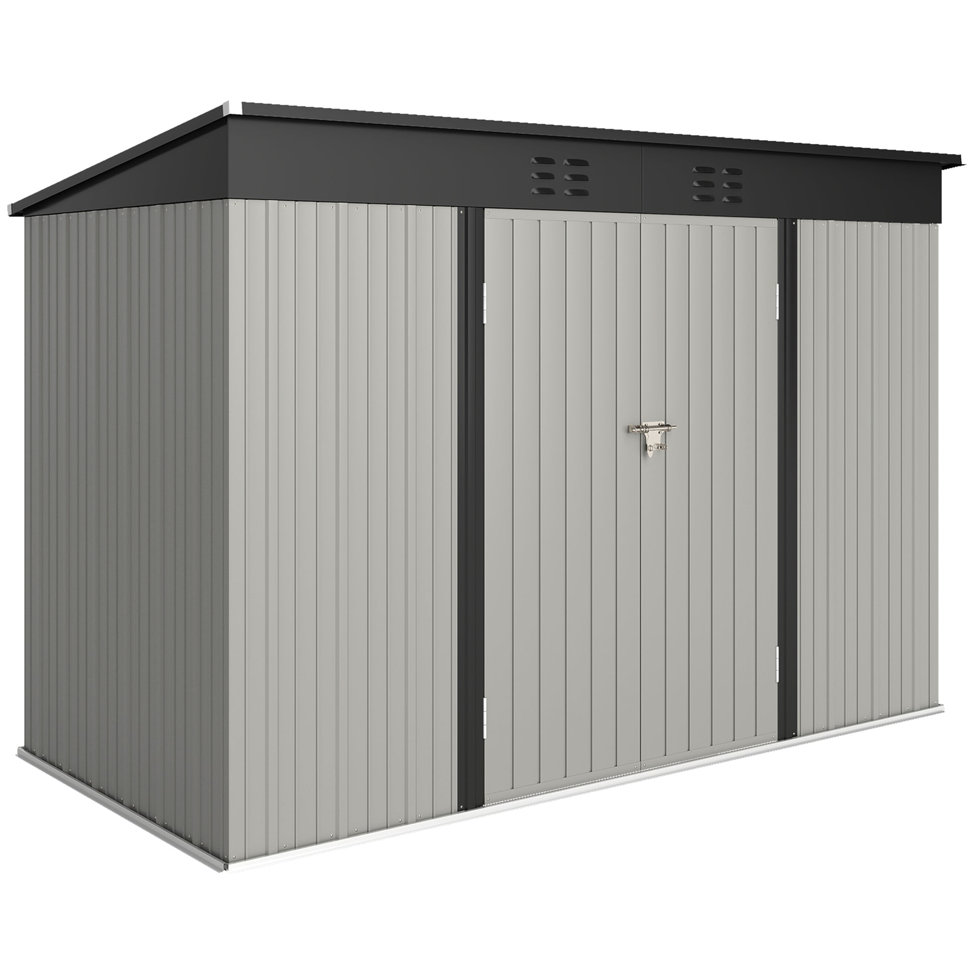 9' x 4' Galvanized Steel Garden Storage Shed - Grey-Patio & Garden > Lawn & Garden > Sheds-DECOROLALA