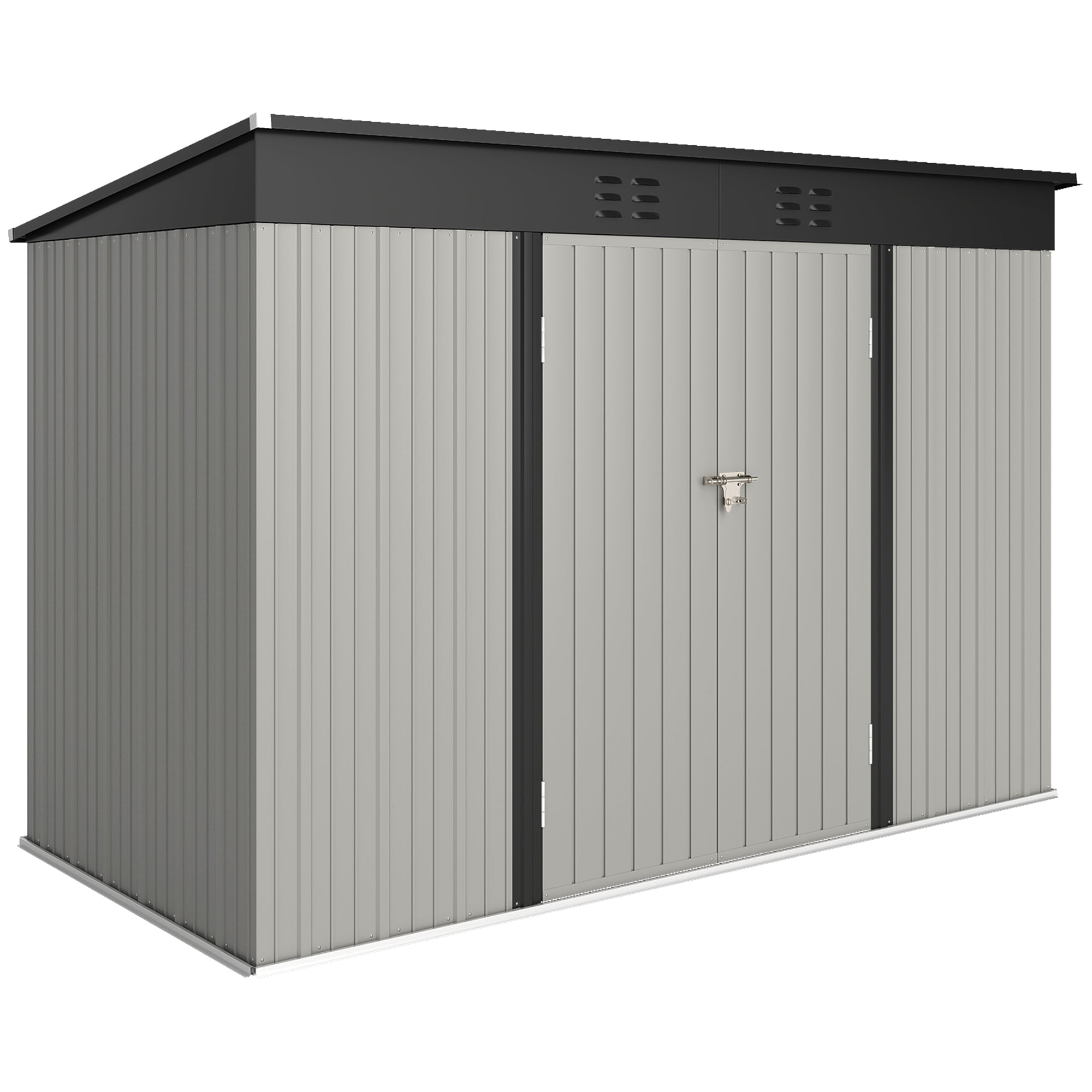 9' x 4' Galvanized Steel Garden Storage Shed - Grey-Patio & Garden > Lawn & Garden > Sheds-DECOROLALA