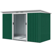 9' x 4' Metal Garden Storage Shed with Foundation - Dark Green-Patio & Garden > Lawn & Garden > Sheds-DECOROLALA
