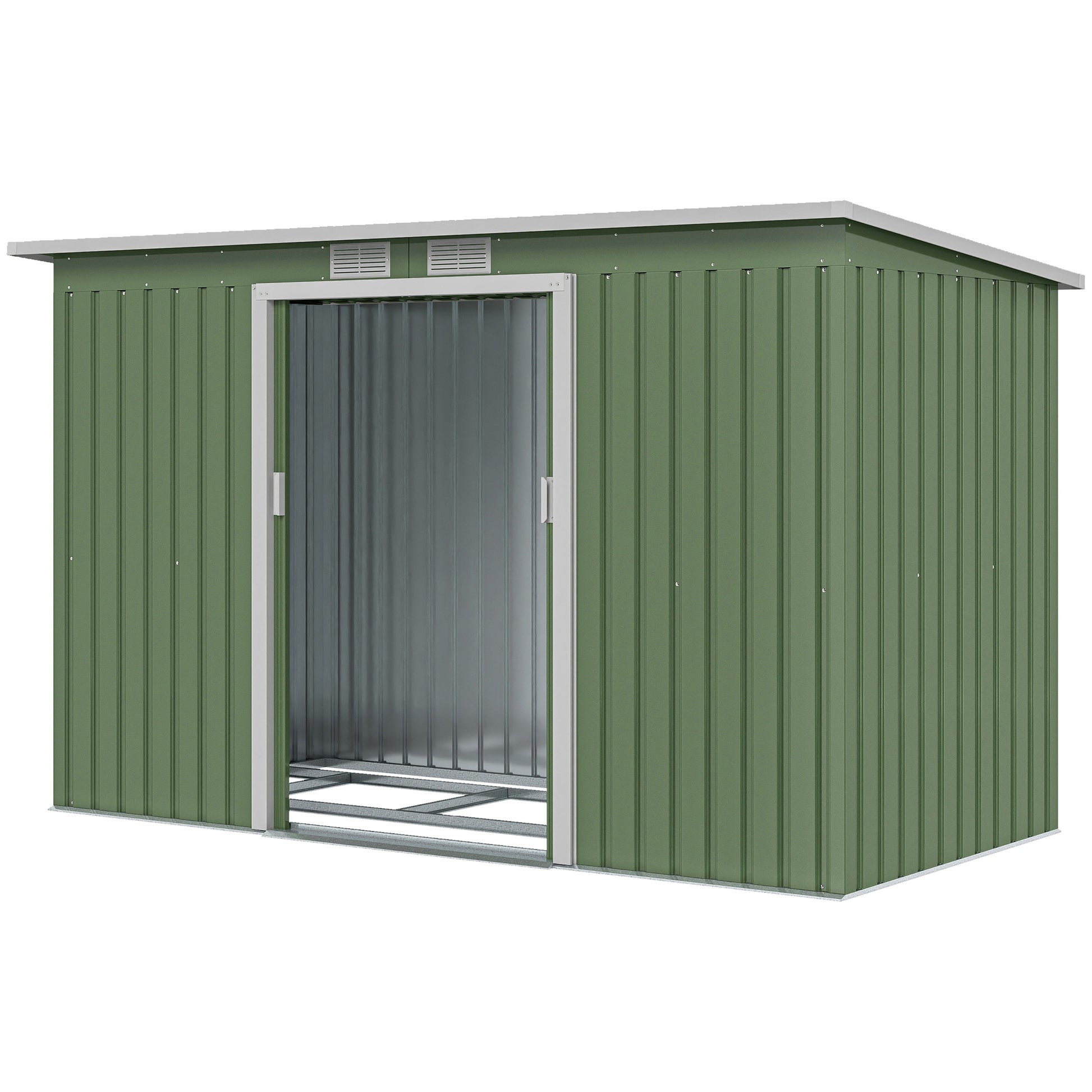 9' x 4' Metal Garden Storage Shed with Foundation - Light Green-Patio & Garden > Lawn & Garden > Sheds-DECOROLALA