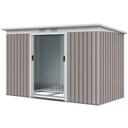 9' x 4' Metal Garden Storage Shed with Foundation - Light Grey-Patio & Garden > Lawn & Garden > Sheds-DECOROLALA