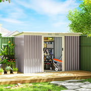 9' x 4' Metal Garden Storage Shed with Foundation - Light Grey-Patio & Garden > Lawn & Garden > Sheds-DECOROLALA