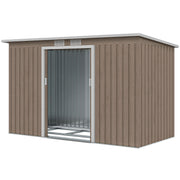 9' x 4' Metal Garden Storage Shed with Foundation - Light Grey-Patio & Garden > Lawn & Garden > Sheds-DECOROLALA
