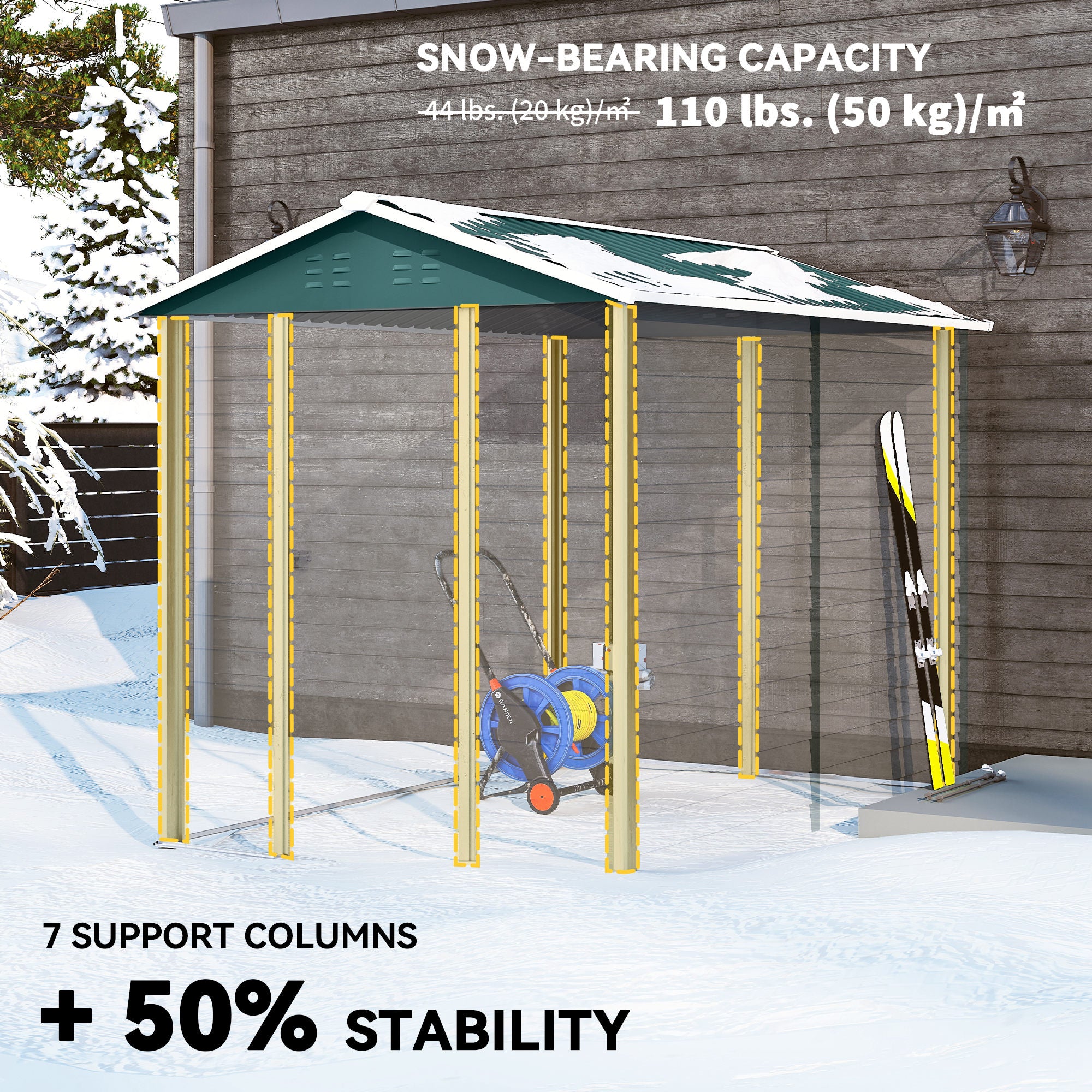 9' x 6' Galvanized Steel Garden Shed - Green/White Sloped Roof-Patio & Garden > Lawn & Garden > Sheds-DECOROLALA