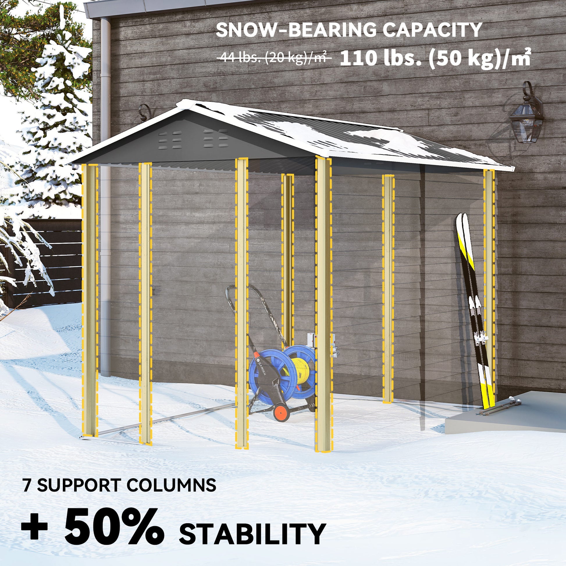 9' x 6' Garden Shed - Dark Grey Galvanized Steel Metal-Patio & Garden > Lawn & Garden > Sheds-DECOROLALA